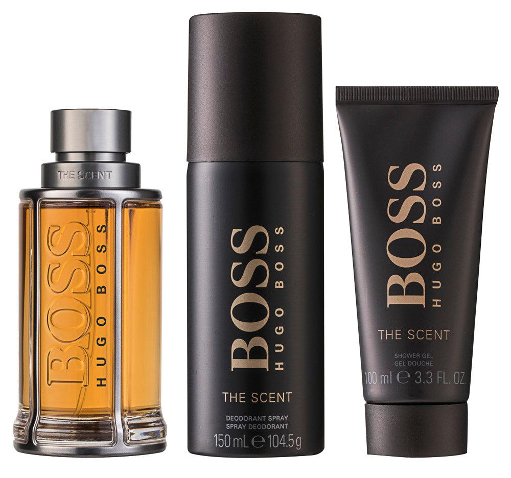 Hugo Boss The Scent For Him Eau de Toilette Set 100 ml + 150 ml Deodorant Spray + 100 ml Duschgel