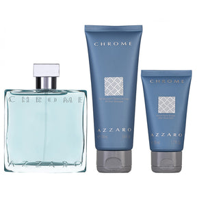 Azzaro Chrome Eau de Toilette  Set 100 ml + 100 ml Shampoo + 50 ml Aftershave Balm