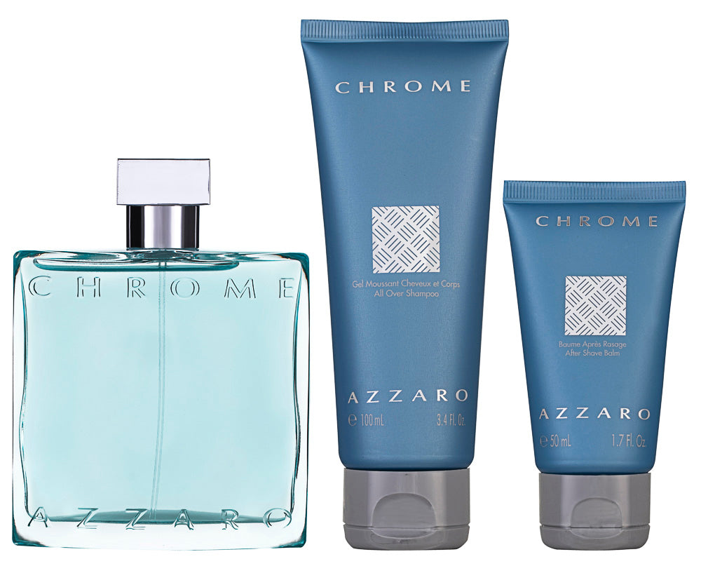 Azzaro Chrome Eau de Toilette  Set 100 ml + 100 ml Shampoo + 50 ml Aftershave Balm