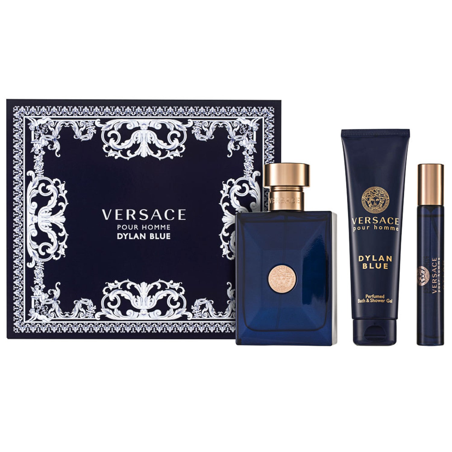 Versace Dylan Blue Pour Homme Eau de Toilette Set 100 ml + 10 ml + 150 Duschgel