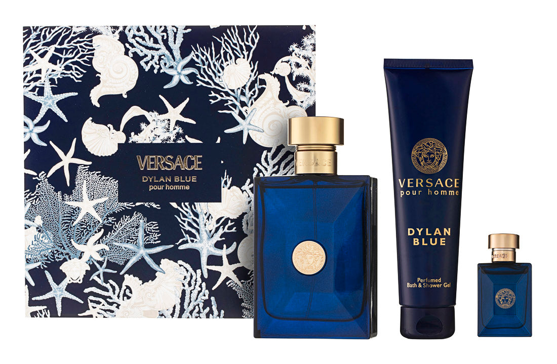 Versace Dylan Blue Pour Homme Eau de Toilette Set 100 ml + 150 ml Duschgel + 5 ml
