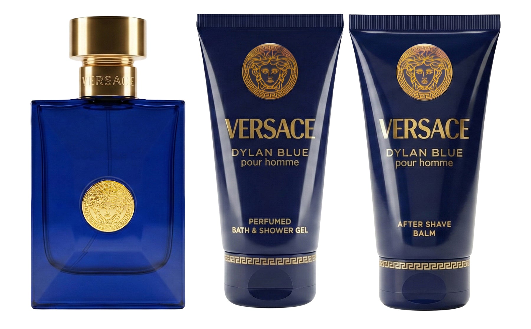 Versace Dylan Blue Pour Homme Eau de Toilette Set 50 ml + 50 ml Aftershave Balm + 50 ml Duschgel