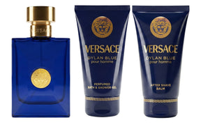 Versace Dylan Blue Pour Homme Eau de Toilette Set 50 ml + 50 ml Aftershave Balm + 50 ml Duschgel