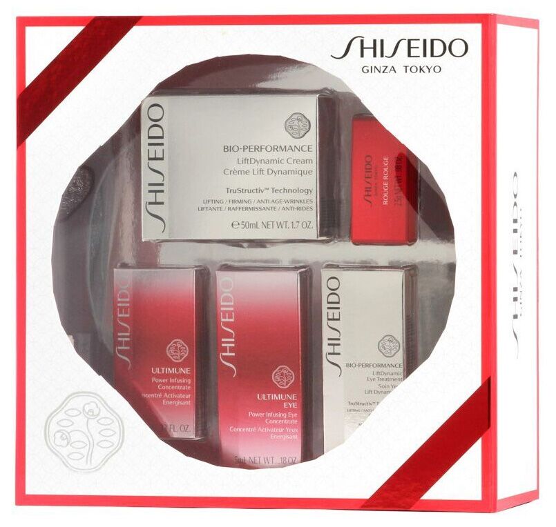 Shiseido Bio-Performance Lift Dynamic Geschenkset 50 ml BOP LD Cream + 5 ml Ultimune + 9 ml BOP LD Serum + 3 ml BOP LD Eye + Shiseido Rouge RD501