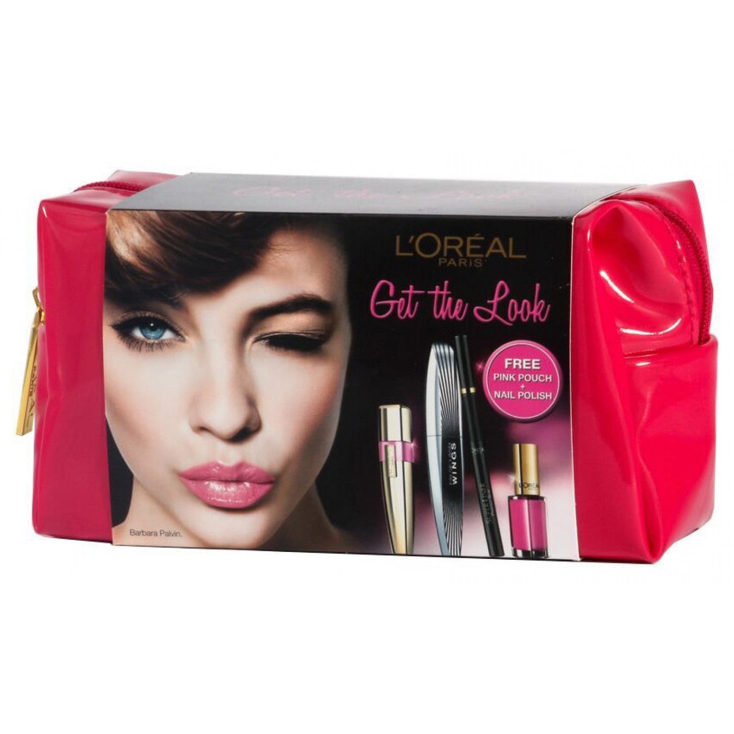L`Oréal Professional Paris Get the Look Geschenkset 7 ml False Lash Midnight Mascara + Superliner Perfect Slim Intense Black Eyeliner + Color Riche Nail Polish ( 210 Shocking Pink ) + 6 ml Lip Gloss 102 Romy